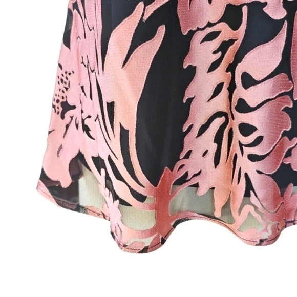 ALEX EVENINGS Womens Pink Black Floral Jacquard Top Sheer Cardigan Set Size L - Picture 10 of 14